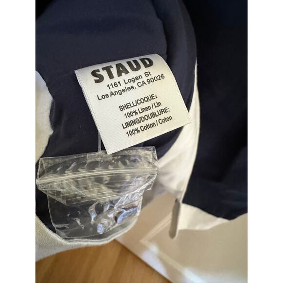 Authentic Staud allori dark navy blue and white linen allori dres - Picture 3 of 4